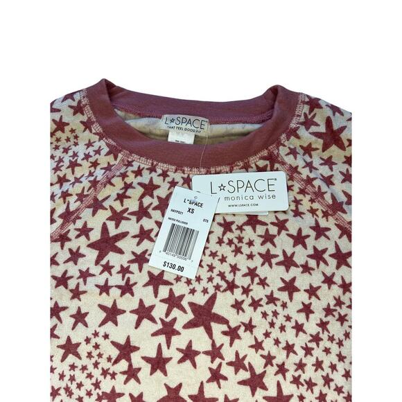 L*Space Star Print Stars Align Long Sleeve PJ top in Pink/Cream, size XS NWT - Picture 6 of 11